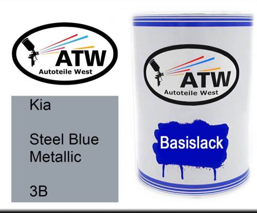 Kia, Steel Blue Metallic, 3B: 500ml Lackdose, von ATW Autoteile West.